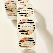 Load image into Gallery viewer, Floral Stripe Thank You Stickers | 50pcs - Lavish &amp; Glamourous Designs
