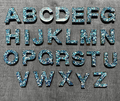 Resin Blue Sparkle Alphabet | Uppercase - Lavish & Glamourous Designs