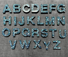 Load image into Gallery viewer, Resin Blue Sparkle Alphabet | Uppercase - Lavish &amp; Glamourous Designs
