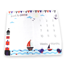 Load image into Gallery viewer, Nautical Milestone Backdrop Blanket
