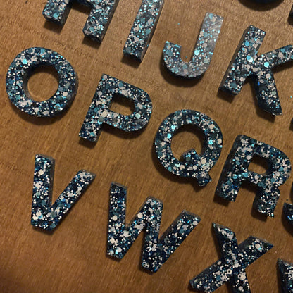 Resin Blue Sparkle Alphabet | Uppercase - Lavish & Glamourous Designs