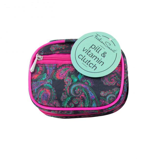 Ladies Pill & Vitamin Clutch | Paisley Pink - Lavish & Glamourous Designs