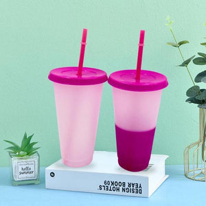 Clear Colour Change Tumblers with Straw - Lavish & Glamourous Designs