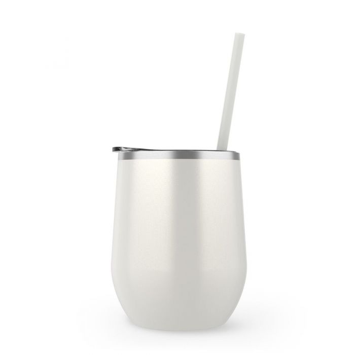 Pearl Ivory Wine Tumbler & Straw