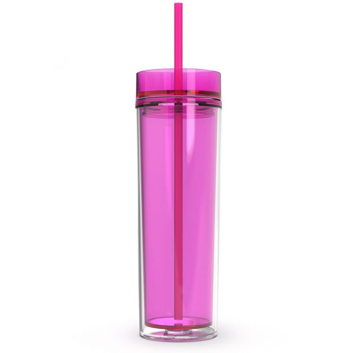 Pink Tumbler with Straw